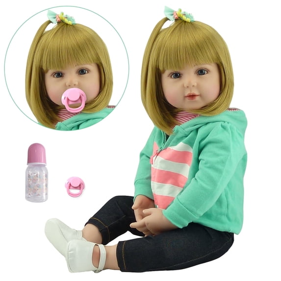 iCradle Reborn Toddler Baby Dolls Girl 18 Inch Realistic Newborn Baby Doll Soft Cloth Body Real Life Baby Doll Xmas Gift Set for Kids Age 3+