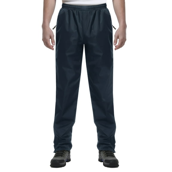 iCreek Men's Rain Pants Waterproof Rain Over Pants Hiking Pants Zipper Pockets Windproof Lightweight Outdoor for Golf, Fishing