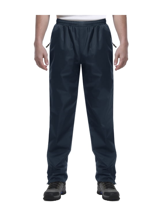 Men's Rain Pants Waterproof Rain Over Pants Hiking Pants Zipper Pockets Windproof Lightweight Outdoor for Golf, Fishing
