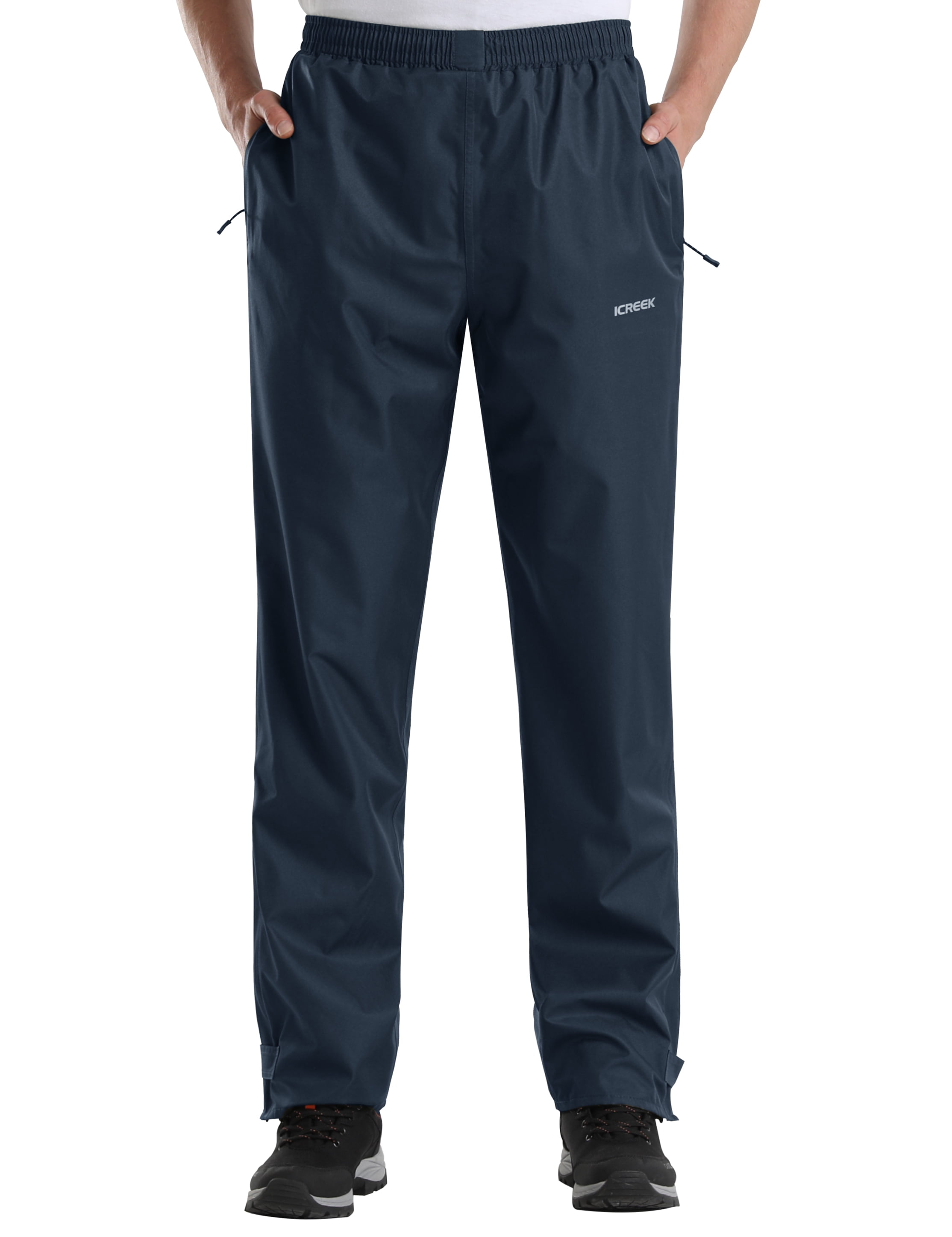 iCreek Men's Rain Pants Waterproof Zipper Pocket Windproof Hiking
