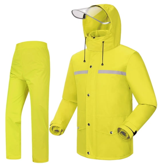 iCreek Rain Suit Jacket & Trouser Suit Raincoat for Men & Women Outdoor All-Sport Waterproof Breathable Anti-storm (S,Yellow)
