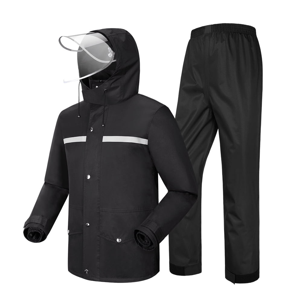 TIDEWE Rain Suit, Waterproof Breathable Lightweight Rainwear (Black Size  XXXL) 