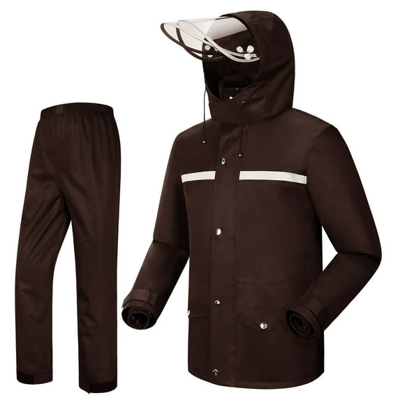 iCreek Rain Suit Jacket & Trouser Suit Raincoat for Men & Women Outdoor All-Sport Waterproof Breathable Anti-storm (S,Brown)