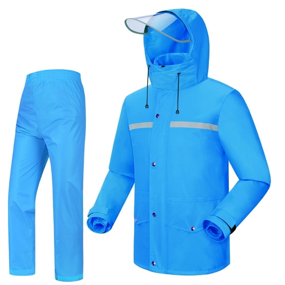 iCreek Rain Suit Jacket & Trouser Suit Raincoat for Men & Women Outdoor All-Sport Waterproof Breathable Anti-storm (XXXL,Bule)