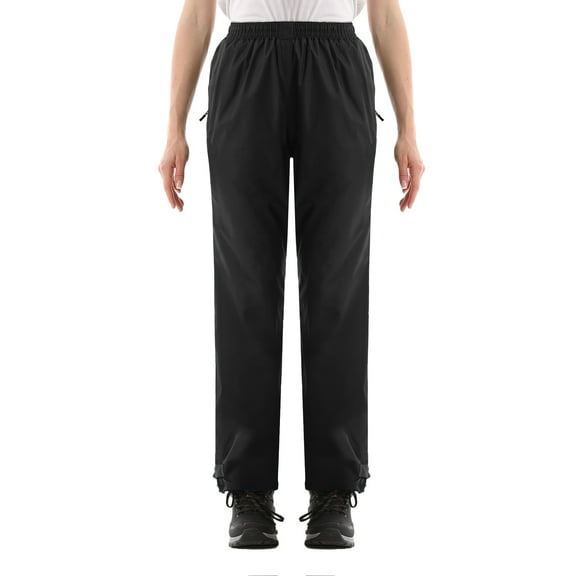 iCreek Women's Rain Pants Waterproof Rain Over Pants Zipper Pockets Hiking Pants Windproof Lightweight Outdoor for Golf, Fishing