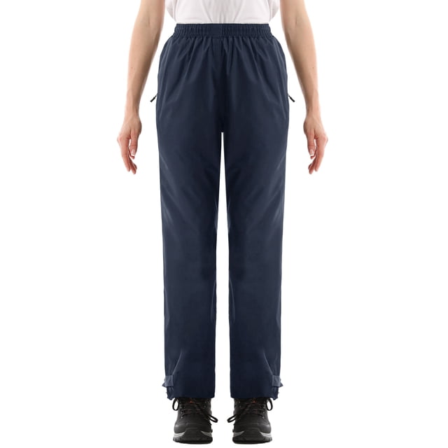 iCreek Women's Rain Pants Waterproof Rain Over Pants Zipper Pockets Hiking Pants Windproof Lightweight Outdoor for Golf, Fishing