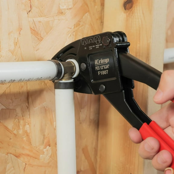 iCrimp ICP-1234AH PEX Crimping Tool Kit - 1/2-in & 3/4-in Copper Crimp Rings, Dual Size Crimper, PEX Removal Tool and Pipe Cutter - Meets ASTM F1807 Standard