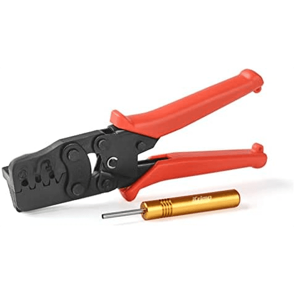 iCrimp Weather Pack Crimp Tool for AWG 24-14 Crimping Delphi APTIV Weather Pack Terminals or Metri-Pack Connectors- Crimp Terminals and Seal In ONE Cycle with Locator & Removal Extraction Tool