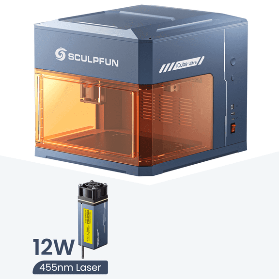 12W Laser Engraver Machine with Rotary Roller Air Pump Purifier Camera for Wood Engraving
