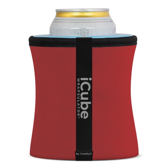 iCube Wrapsulator Red. SelfChilling Can Cooler. Gets Colder With Every Sip. Rapid Beverage Cooling Sleeve for Golf Beach Outdoor. Fits regular 12oz. & 16oz. cans and bottles.