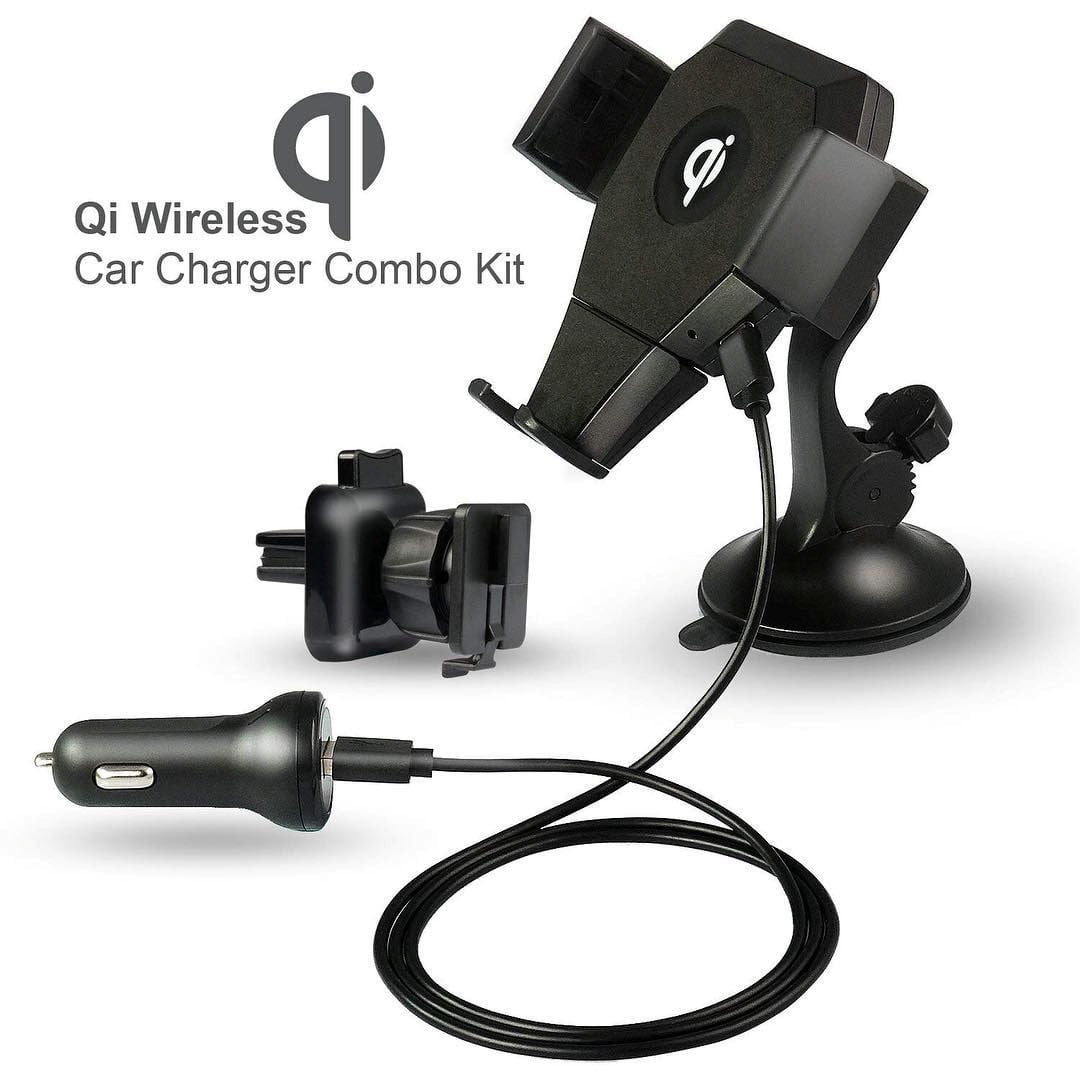 iDARS 2IN1 Fast Qi Wireless Car Charger with Air Vent and Dashboard