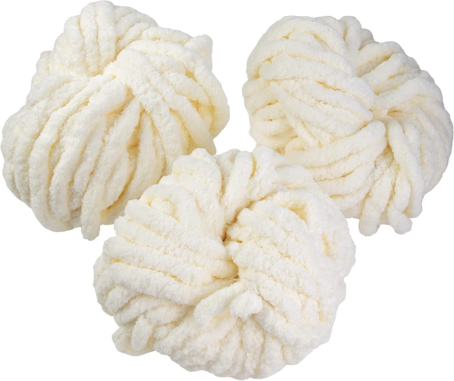 iDIY Chunky Yarn 3 Pack (24 Yards Each Skein) - Cream - Fluffy Chenille Yarn  Perfect for Soft Throw and Baby Blankets, Arm Knitting, Crocheting and DIY  Crafts and Projects! 