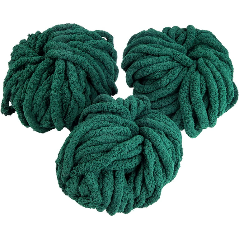 iDIY Chunky Yarn 3 Pack (24 Yards Each Skein) - Dark Green - Fluffy  Chenille Yarn Perfect for Soft Throw and Baby Blankets, Arm Knitting,  Crocheting