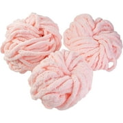 iDIY Chunky Yarn 3 Pack 24 Yards Each Skein - Baby Pink - Fluffy Chenille Yarn Perfect for Soft Throw and Baby Blankets, Arm Knitting DIY