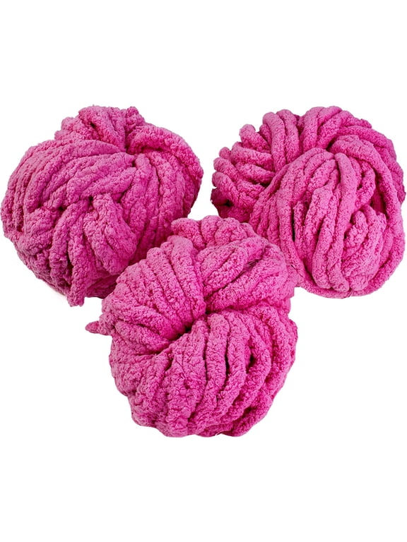 Chunky Yarn Hot Pink Chenille Baby Blankets (3 Count)