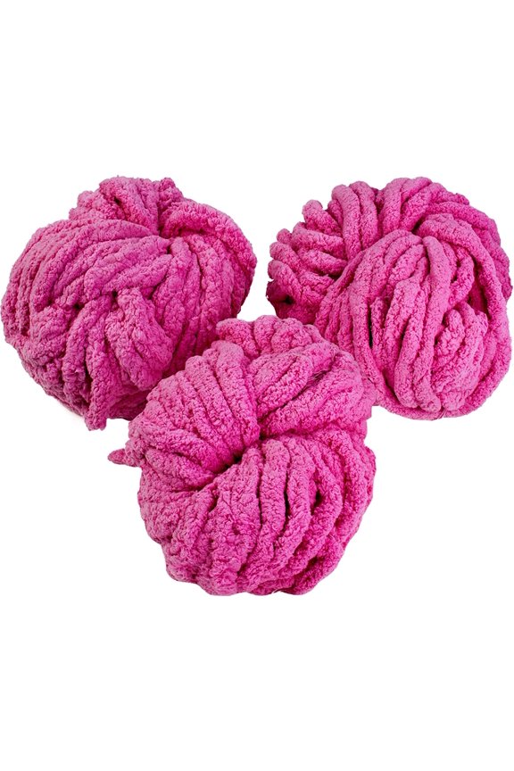 Chunky Yarn Hot Pink Chenille Baby Blankets (3 Count)
