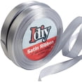 thumbnail image 1 of iDIY Satin Ribbon (1/2", 50 Yards) No wire, DIY Arts & Craft, Gift Wrapping Baskets, Wedding Decor, Sewing Projects, Party Decorative Embellishment, Hair Bows, Floral, Baby Showers (Silver), 1 of 5