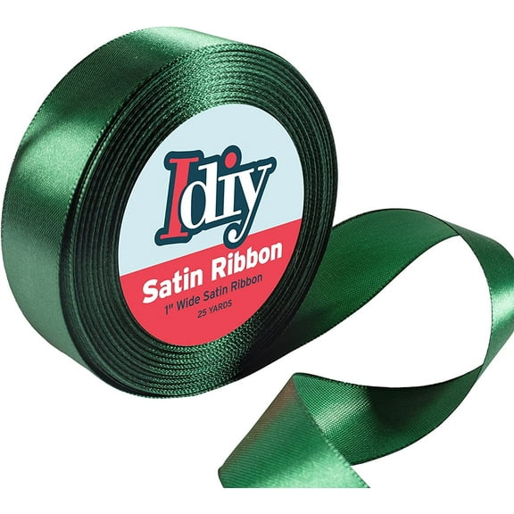 iDIY Satin Ribbon-1, 25 Yards (Forest Green) Great for DIY Crafts, Gift Wrapping, Sewing Projects, Party, Decorative Embellishments, Hair Bows & More!