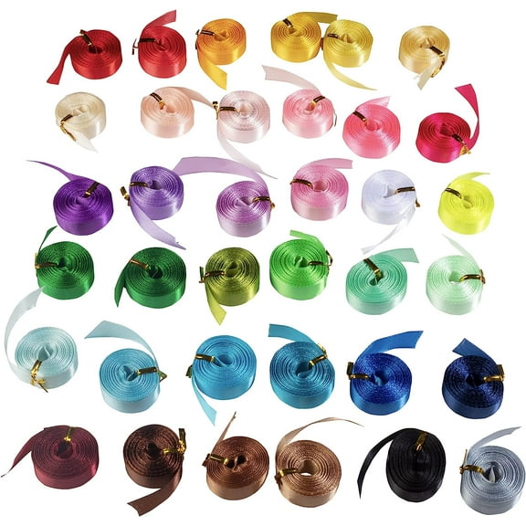 iDIY Satin Ribbon 36 Pack (1/2", 5 Yards Each) No Wire, DIY Arts & Crafts, Gift Wrapping Baskets, Wedding Decor, Sewing Projects, Party Favor Embellishment, Hair Bows, Floral, Baby Showers