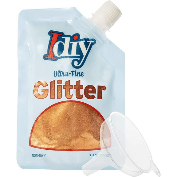 iDIY Ultra Fine Glitter (100g, 3.5 oz Pouch) w Easy-Pour Bag & Funnel-Bonfire Orange Extra Fine-Non-Toxic, DIY Arts & Crafts, School Projects, Festivals, Sparkle Decorations, Resin, Gift, Summer Camp