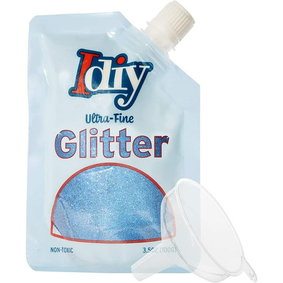 Deepsea Blue Ultra Fine Glitter (100g, 3.5 oz) Easy-Pour Spout Bag & Funnel for Resin, Slime, Tumblers, Ornaments, Holiday Arts & Crafts, DIY Decorations, Gifts & Cards- Stocking Stuffer for Crafters