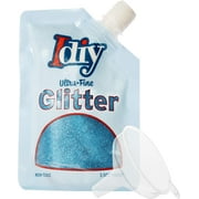 iDIY Electric Blue Ultra Fine Glitter 100g, 3.5 oz Pouch w Easy-Pour Bag and Funnel - Perfect for DIY Crafts, School Projects, Decorations