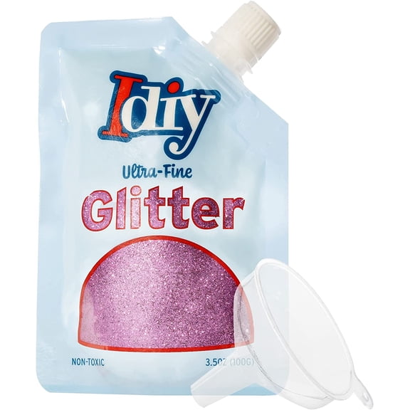 iDIY Ultra Fine Glitter (100g, 3.5 oz Pouch) w Easy-Pour Bag & Funnel- Magenta Purple Extra Fine-Non-Toxic, DIY Arts & Crafts, School Projects, Festivals, Sparkle Decorations, Resin, Card Making
