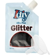 Midnight Black Ultra Fine Glitter 100g 3.5oz Easy-Pour Spout Bag & Funnel for Resin, Slime, Tumblers, Ornaments