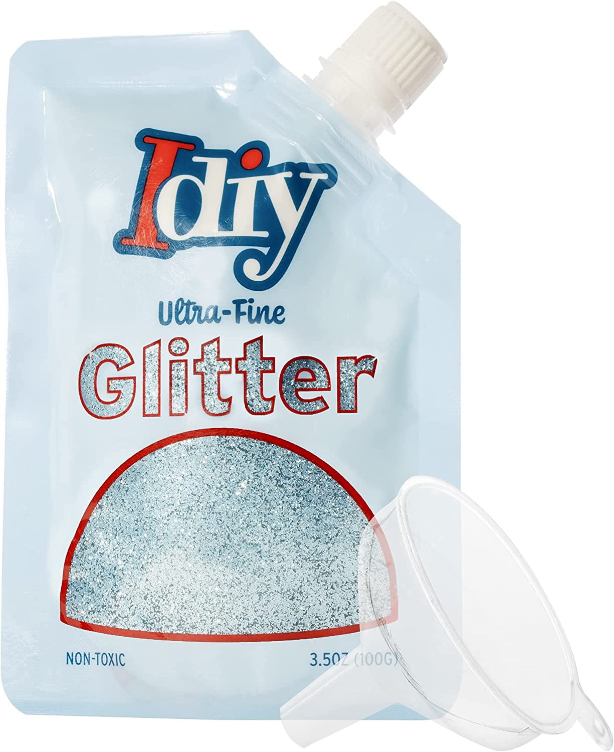 iDIY Ultra Fine Glitter (100g, 3.5 oz Pouch) w Easy-Pour Bag and Funnel - Steel Blue Extra Fine - Perfect for DIY Crafts, School Projects, Decorations, Resin