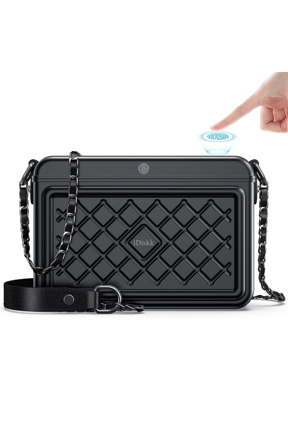 iDiskk MFi Certified 2-in-1 Security Lockable Crossbody Bag with Fingerprints Lock for Women, Shoulder Bag Anti-Theft with Fingerprint & Password Unlocking Built-in 8000mAh 1-Pack Black