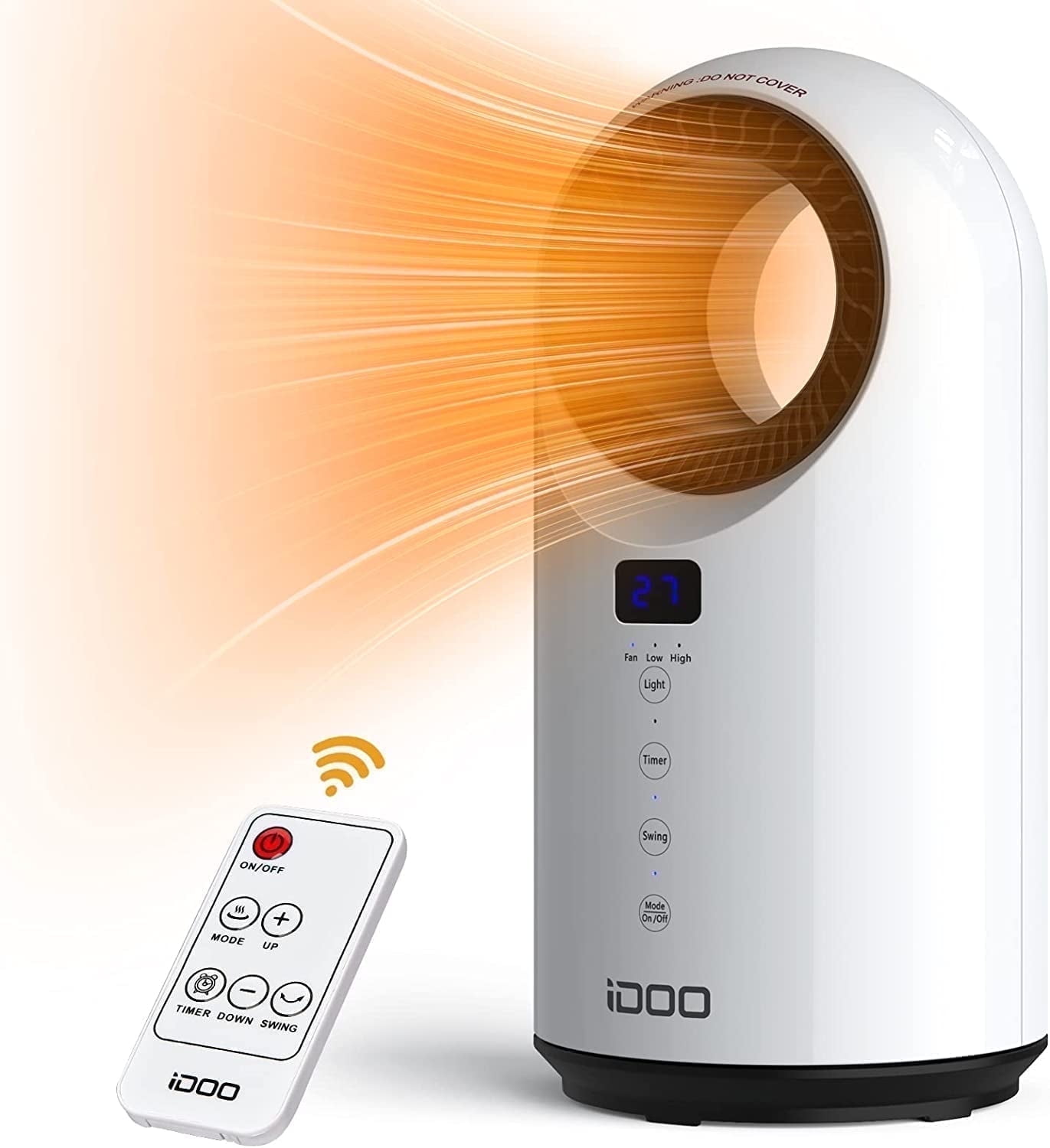 iDOO 1500W Electric Ceramic Space Heaters with Remote, Portable Heater for Office Home Indoor Large Room 300 Sq.ft, White