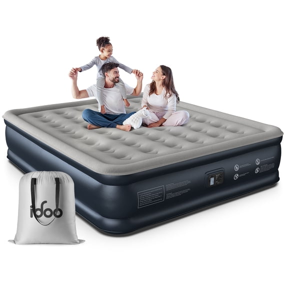 iDOO 18" King Size Air Mattress, Inflatable Airbed with Built-in Pump, 700lb Max