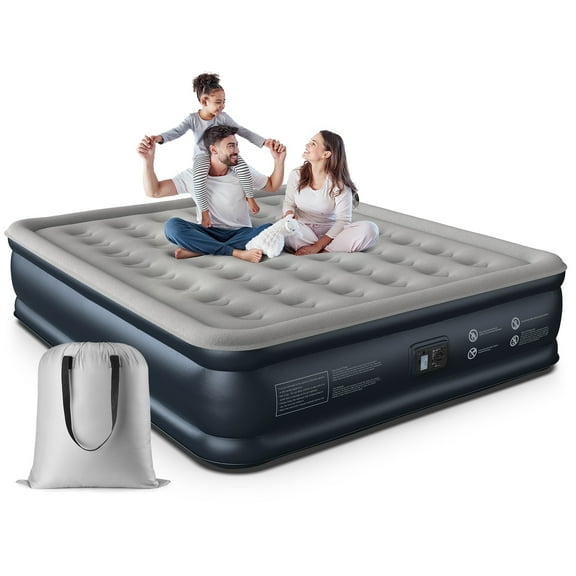 iDOO 18" King Size Air Mattress, Inflatable Airbed with Built-in Pump, 700lb Max