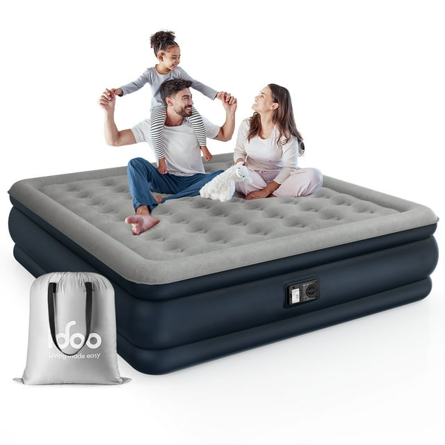 iDOO 18" King Size Air Mattress, Inflatable Airbed with Builtin Pump