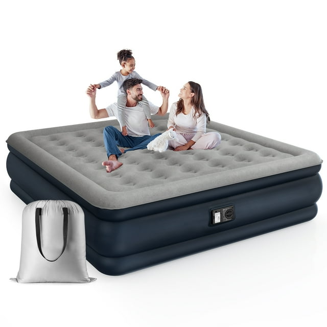 "iDOO 18"" King Size Airbed, Inflatable Bed with Builtin Pump, Blow Up
