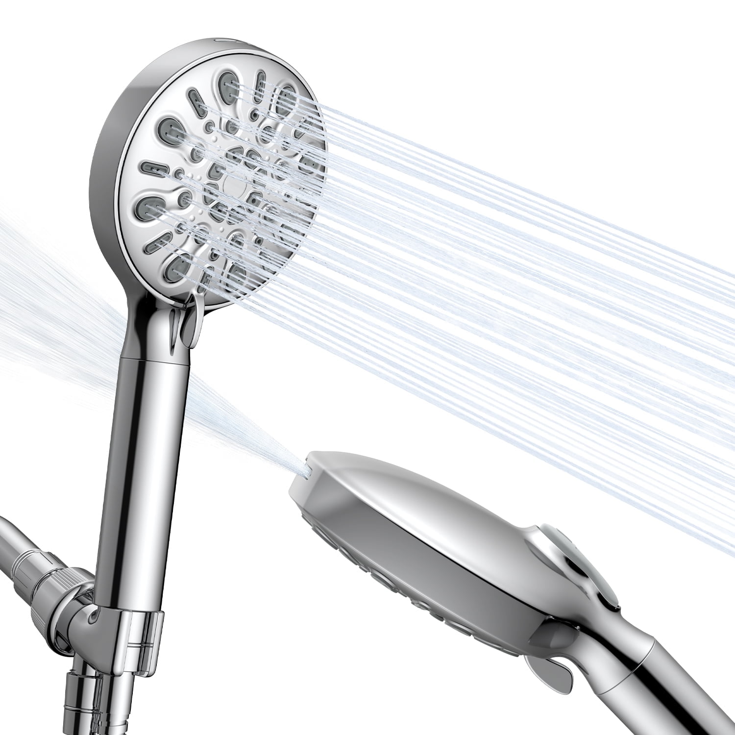 iDOO Bathroom Handheld Shower Head, 8 Spray Setting High-Pressure Hand held Showerhead with Power Wash, 5 FT Stainless Steel Hose