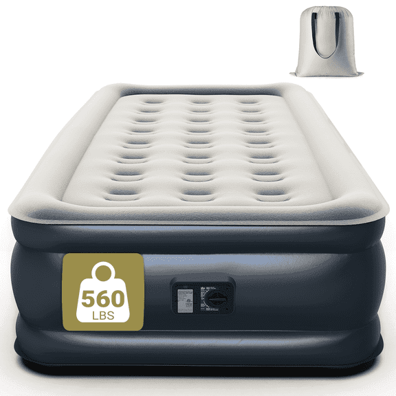 iDOO Air Mattress, Inflatable Airbed with Built-in Pump for Guest Home Camping Travel, 560lb Max, (Twin Size 18")
