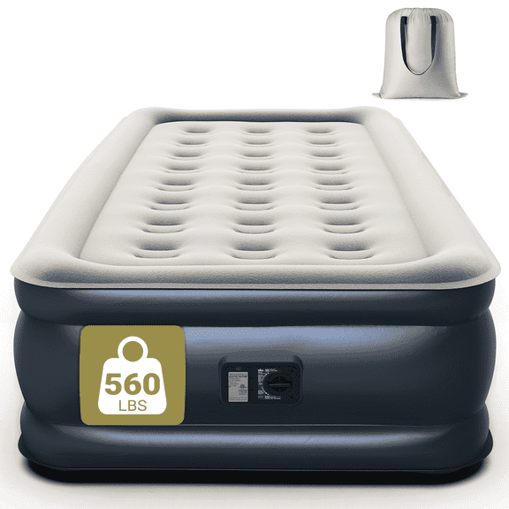 iDOO Air Mattress, Inflatable Airbed with Built-in Pump for Guest Home Camping Travel, 560lb Max, (Twin Size 18")