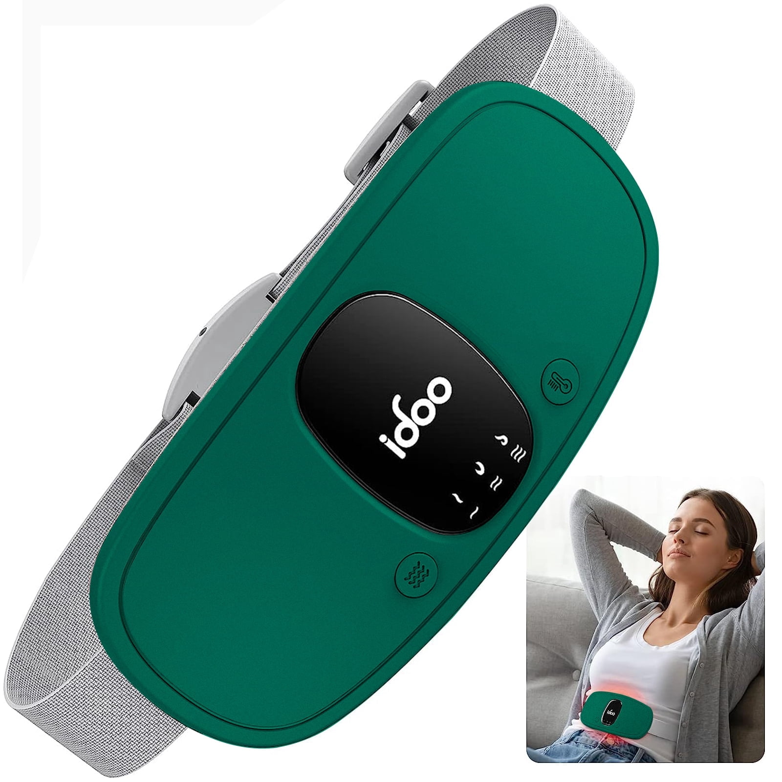 iDOO Cordless Heating Pad for Period Cramps, 3 Heat Setting, 3 Massage Modes,Birthday Mothers Day Gifts for Girlfriend Mom Wife Women, FSA HSA Eligible, Green