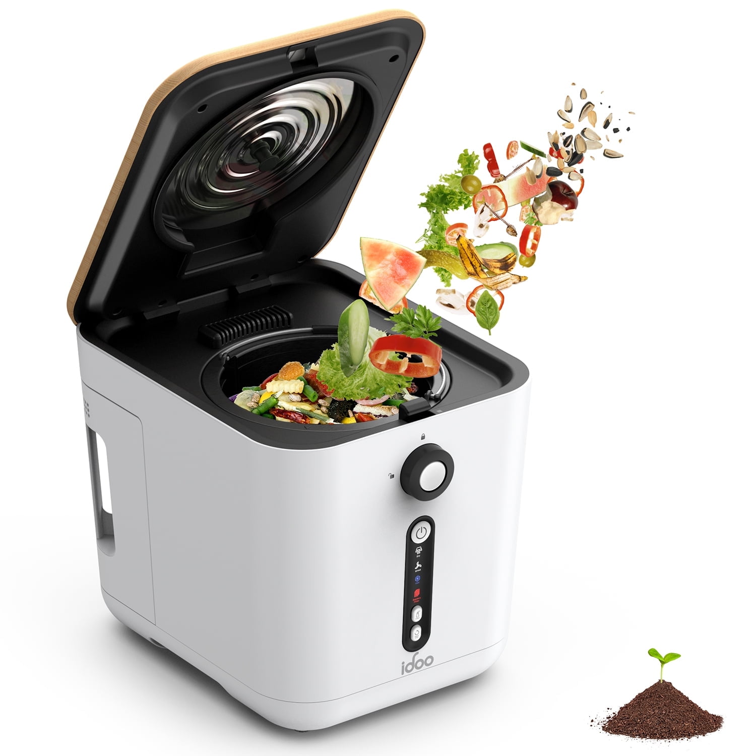 Walmart sales :  iDOO Smart Kitchen Composter, 3L Electric Compost Bin, Odor-Free, Self-Cleaning, White