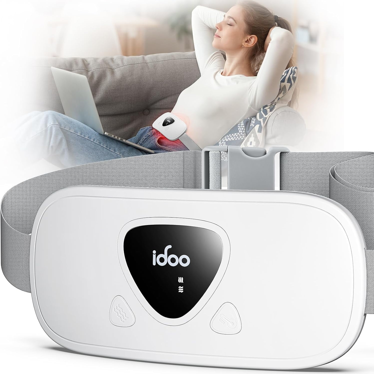 iDOO Menstrual Cramps Relief Heat Pad, 3 Heat &Vibration Modes, FSA HSA