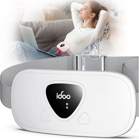 iDOO Heating Pad for Period Cramps, 3 Heat Levels, 3 Massage Modes, FSA HSA Eligible, White