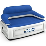 iDOO Inflatable Sofa Couch, Air Lounger Chair with Built-in Pump for Camping, 3 Seater Blue