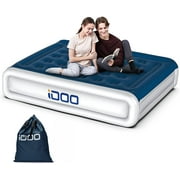iDOO Queen Size Air Mattress, Inflatable Air Bed with Built-In Pump, 4 Mins Fast Inflation And Deflation