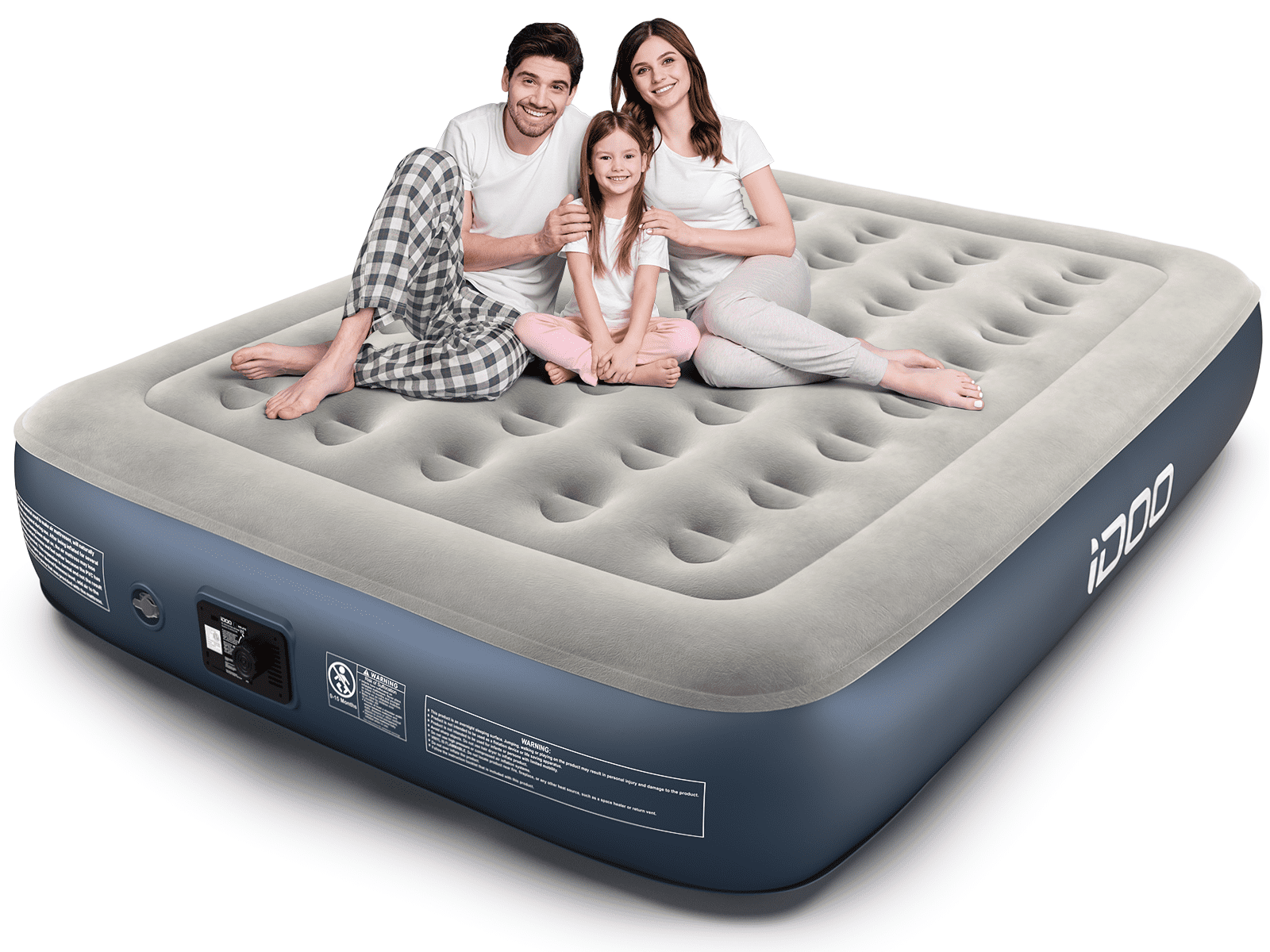 IDOO Queen Size Air Mattress with Built-in Pump, Waterproof Flock, Supports 650 lbs