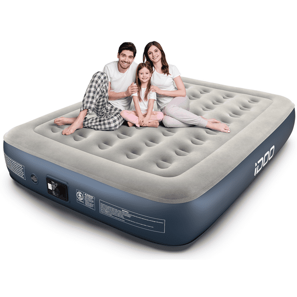iDOO Queen Size Air Mattress, Inflatable Air Bed with Built-in Pump, 650lb Max