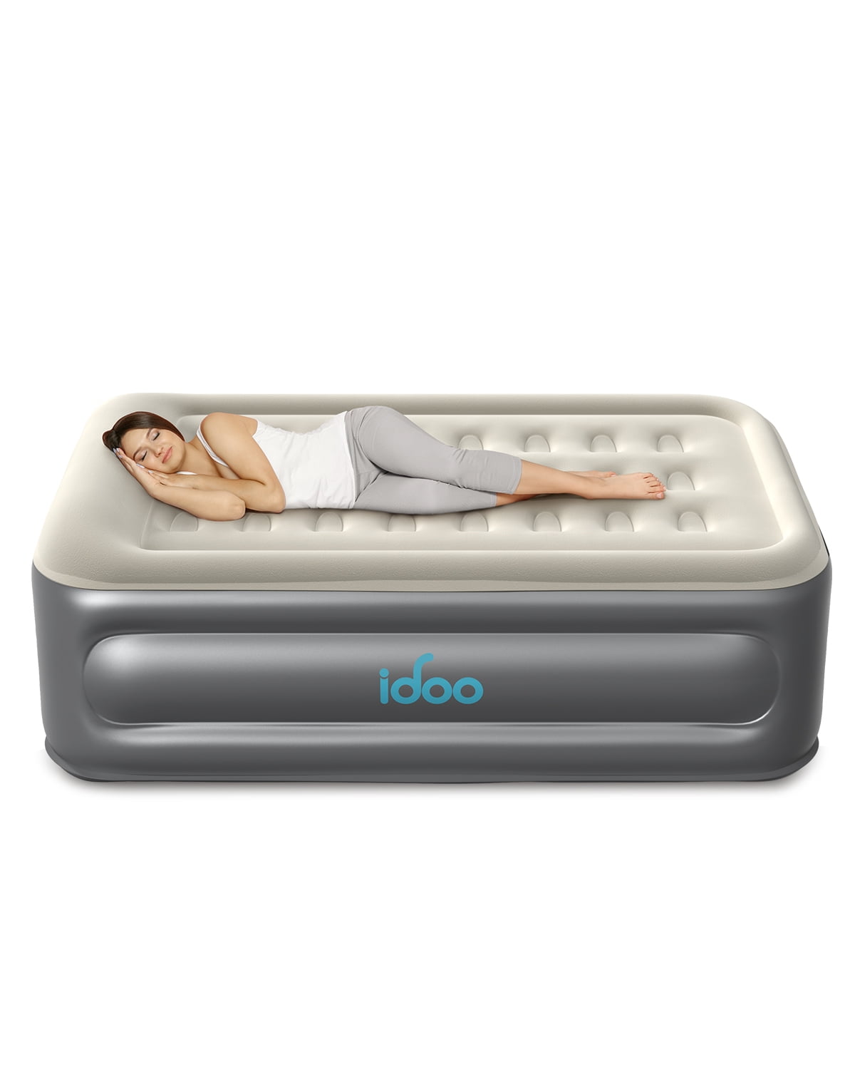 iDOO Twin Air Mattress with Pillow Builtin Pump, Blow Up Mattress Self