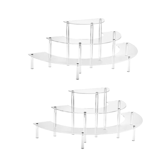 iDecoMart 2 Pcs Acrylic Display Risers, 3 Tiers Multi-Functional Clear Half Moon Display Stand
