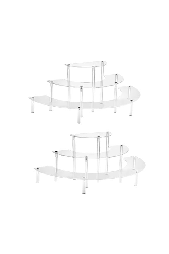2 Pcs Acrylic Display Risers, 3 Tiers Multi-Functional Clear Half Moon Display Stand