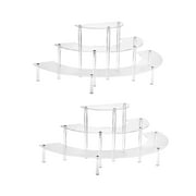 iDecoMart 2 Pcs Acrylic Display Risers, 3 Tiers Multi-Functional Clear Half Moon Display Stand
